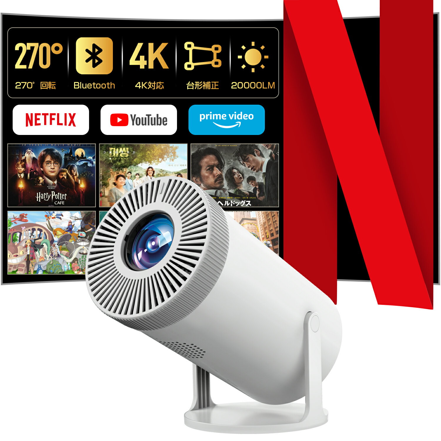 ★11/20迄限定2800円OFF&5倍P★Alprojec プロジェクター 小型 有線ミラーリング 台形補正 フォーカス Bluetooth5.3 HiFiス...