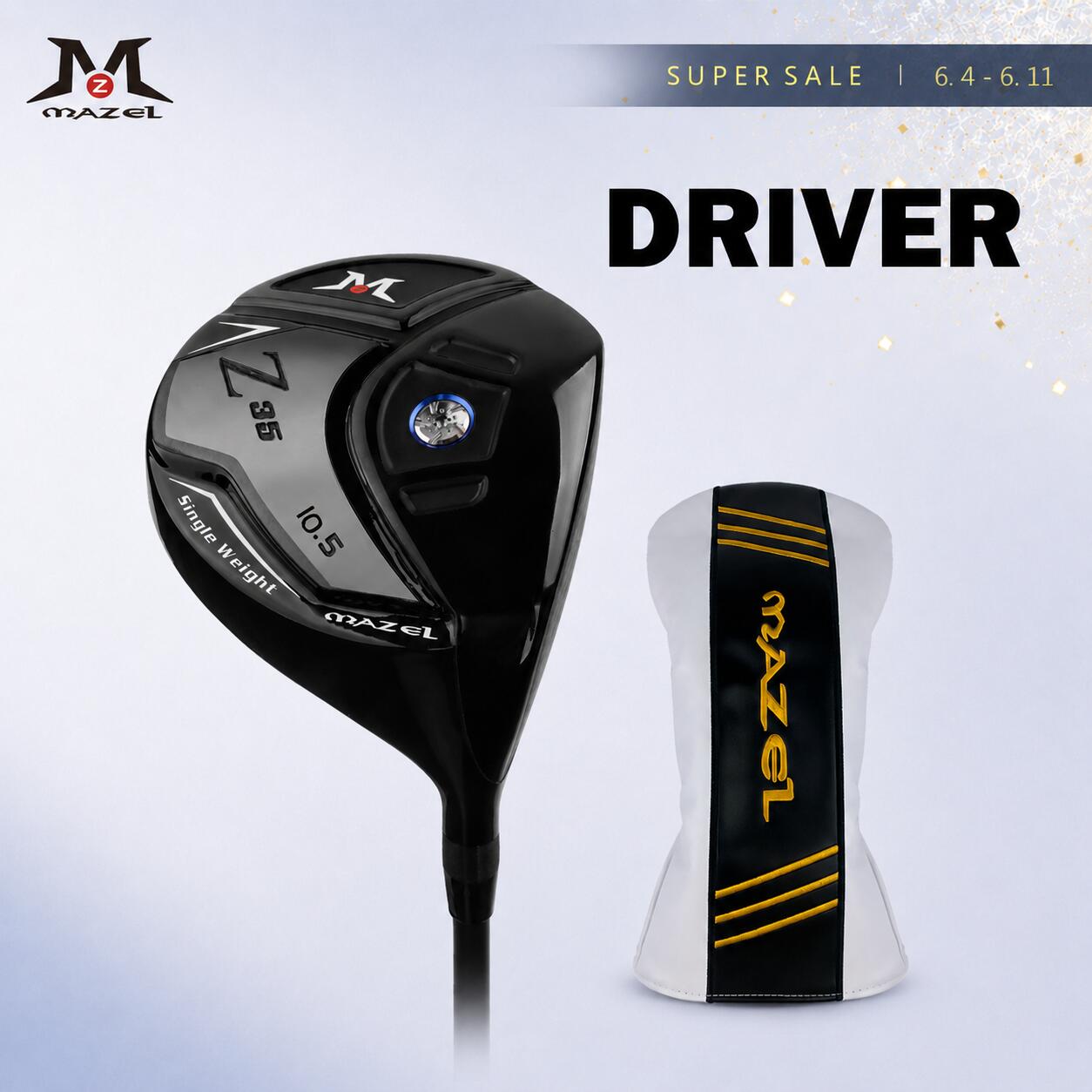 【 楽天スーパーセール10%OFF】 MAZEL ドライバー 二代Z35 ゴルフクラブ mazelgolf ゴルフ カーボンシャフト 右利き用 メンズ フレックス S R ロフト角 10.5度 ゴールド ブラック ルール適合
