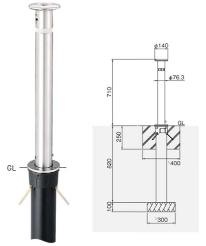 【楽天市場】【帝金】バリカー 上下式スタンダード KS-11CT 端部用 取替用支柱：マニアックホームセンター