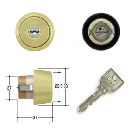 MIWA U9 DN用交換シリンダー カラー仕上げ（MCY-38/41同等） 1