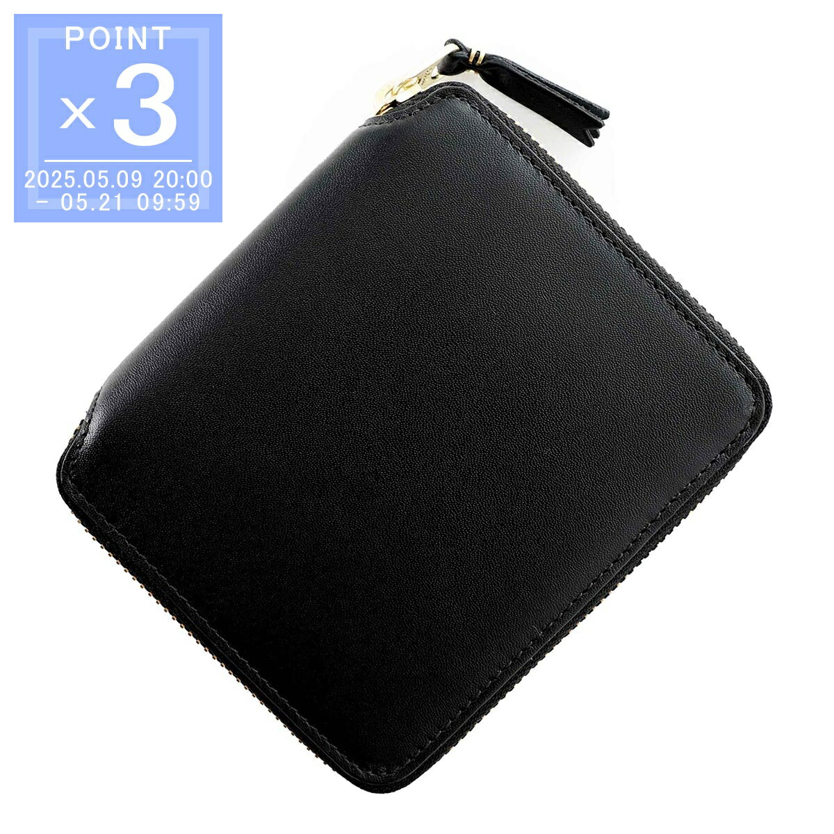 コム デ ギャルソン COMME des GARCONS 2つ折り財布 小銭入れ付き ブラック メンズ レディース sa2100 black CLASSIC LEATHER WALLET【返品送料無料】[2024AW]