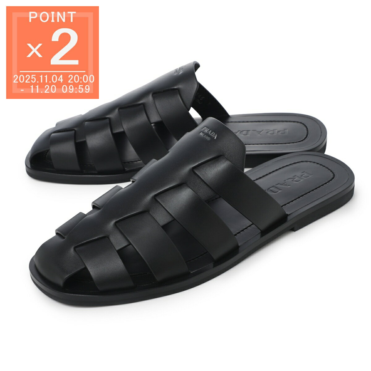 プラダ PRADA サンダル ミュール ブラック メンズ 大きいサイズあり 2x3145 070 f0002【返品送料無料】