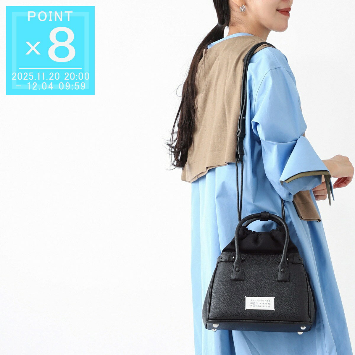 メゾンマルジェラ Maison Margiela ハンドバッグ 2WAY ブラック レディース b3wd0005 4348 8013 5AC DRAWSTRING SMALL GRAINY LEATHER【返品送料無料】