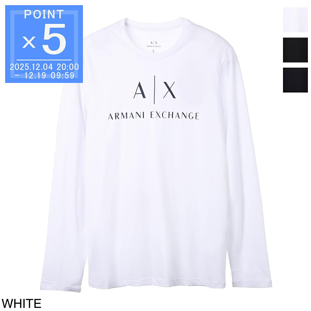【12/10限定!当選確率1/2!MAX300%POINT BACK!※要エントリー】『ネコポス対応(1点まで)』アルマーニエクスチェンジ ARMANI EXCHANGE クルーネック 長袖Tシャツ メンズ 8nztch z8h4z 1100【返品送料無料】[2025AW]
