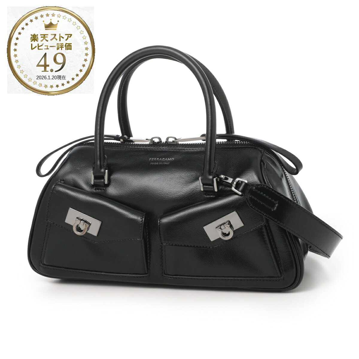 Rakuten - フェラガモ FERRAGAMO ハンドバッグ 3WAY ショルダーバッグ ブラック レディース th harley s 21a228 786980 nero MULTIPOCKET BOWLING BAG SMALL【返品送料無料】