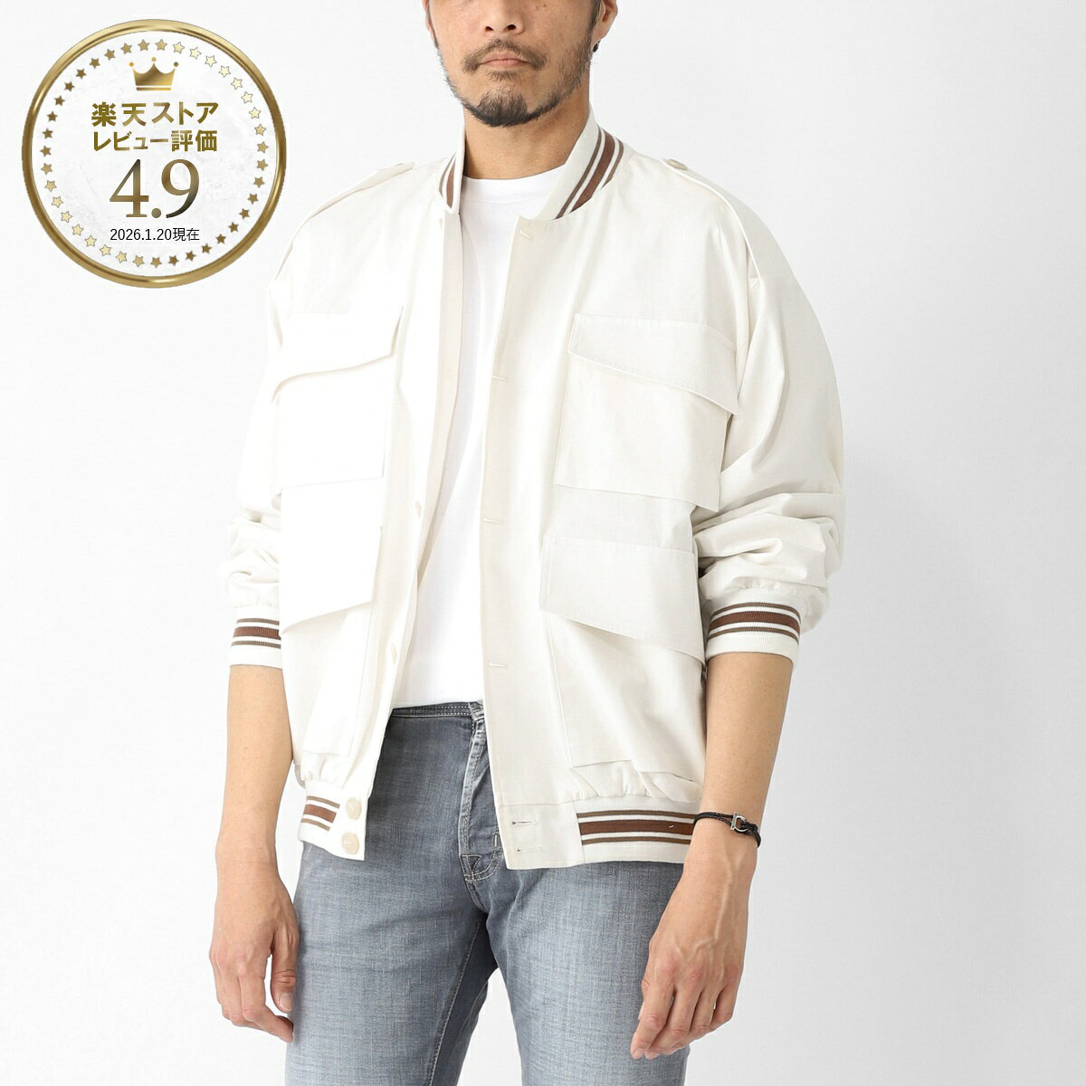 Rakuten - ロッソラメ rossorame ブルゾン ミリタリーブルゾン ホワイト メンズ bom01 co09 BOM01 【国内正規品】【返品送料無料】[2026SS]