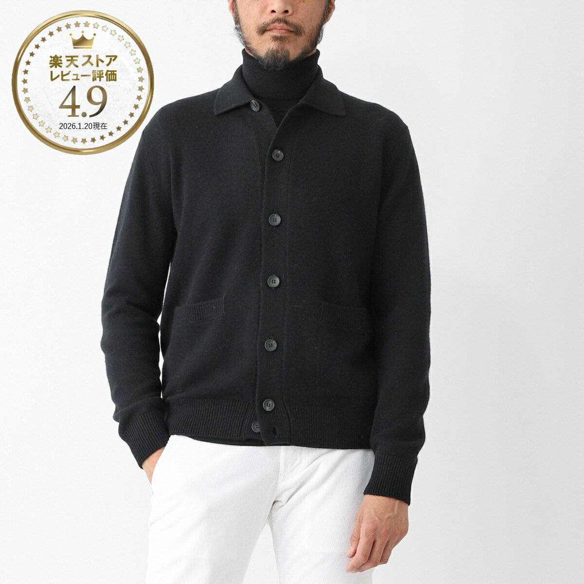 フィリッポ デ ローレンティス FILIPPO DE LAURENTIIS 長袖ニットシャツ カーディガン ブラック メンズ 大きいサイズあり ca3ml wc7r 990 CAMICIA ML LANA CASHMERE【返品送料無料】