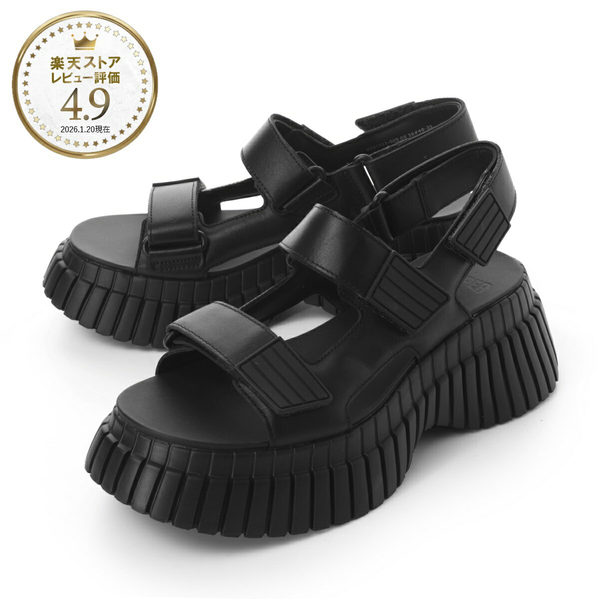樂天商城 - カンペール Camper サンダル ブラック レディース k201511 005 PIX BCN 厚底 プラットフォーム チャンキーヒール ベルクロ レザー【返品送料無料】[2026SS]