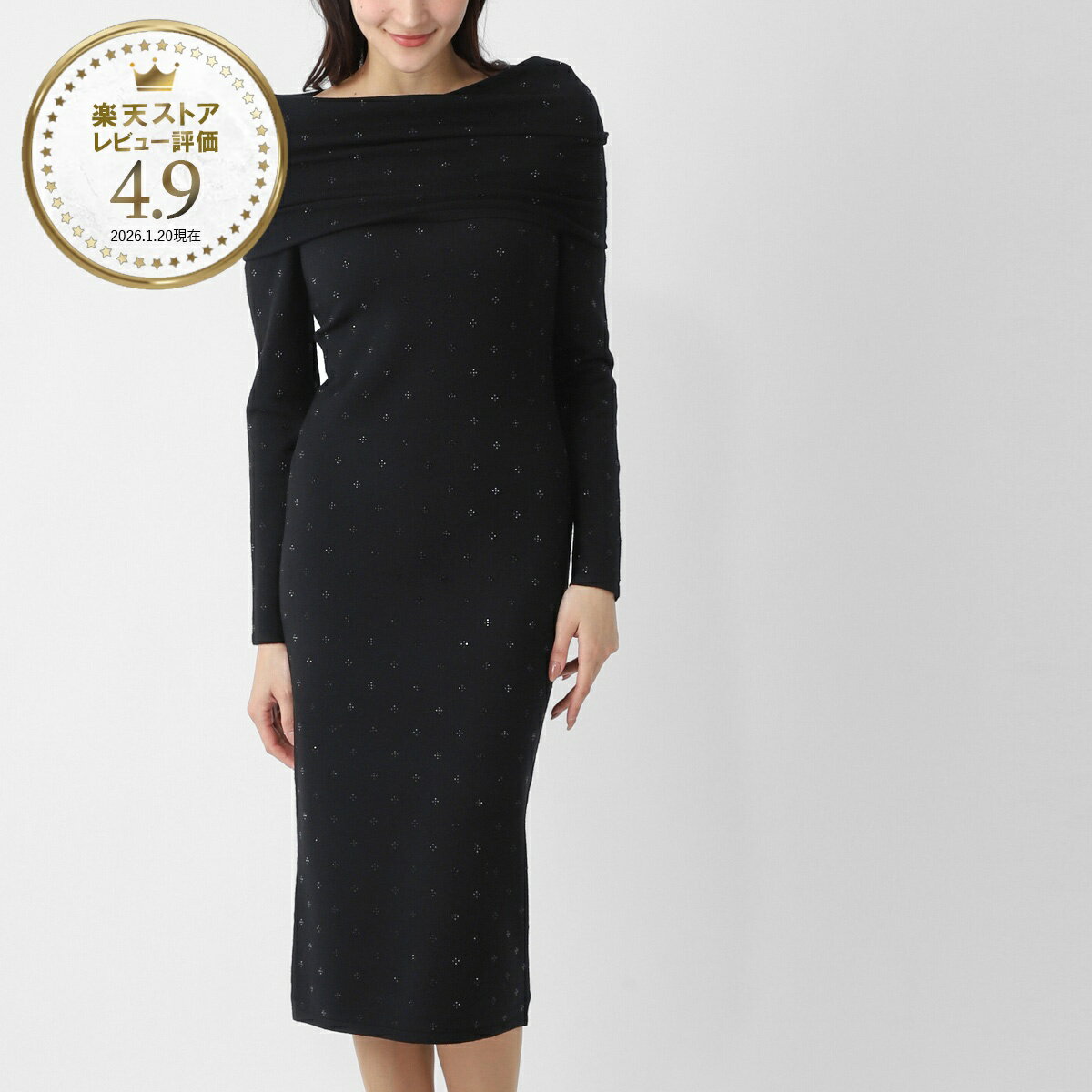 Rakuten - 【6/5限定!当選確率1/2!MAX300%POINT BACK!※要エントリー】マックスマーラ Max Mara ニットワンピース ドレス ブラック レディース mxmadatti 2611391011600 020 MXMADATTI ピュアウール ニット ワンピース 2WAY ラインストーン刺繍【返品送料無料】