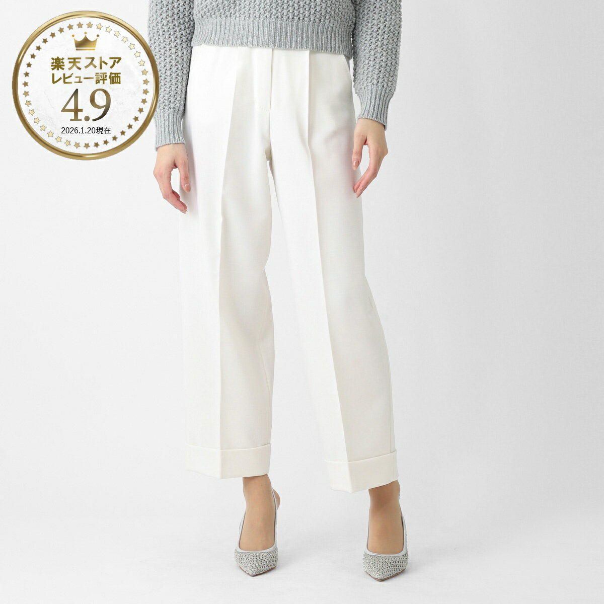 樂天商城 - マックスマーラ Max Mara ウールパンツ ホワイト レディース mxmrugiada 2611131111600 001 MXMRUGIADA ハイウエスト ウールスラックス キャロットフィット プレスプリーツ【返品送料無料】[2026SS]