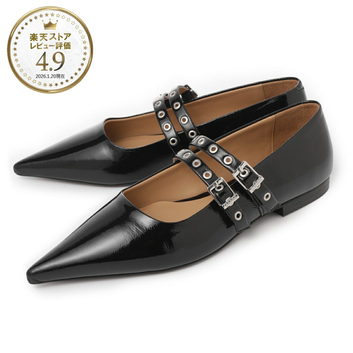 Rakuten - 【アウトレット】ガニー GANNI バレエシューズ メリージェーン ブラック レディース s2508 099 black EYELETS BALLERINAS【返品送料無料】