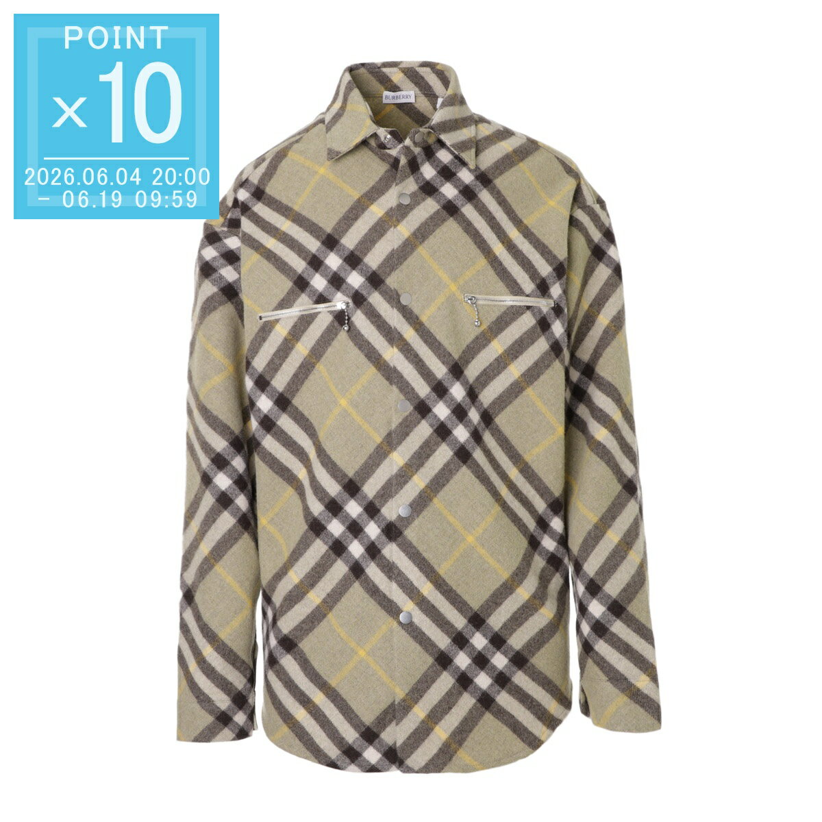 乐天商城 - 【アウトレット】バーバリー BURBERRY シャツジャケット グリーン メンズ 8076470 hunter ip check【返品送料無料】[outnew]