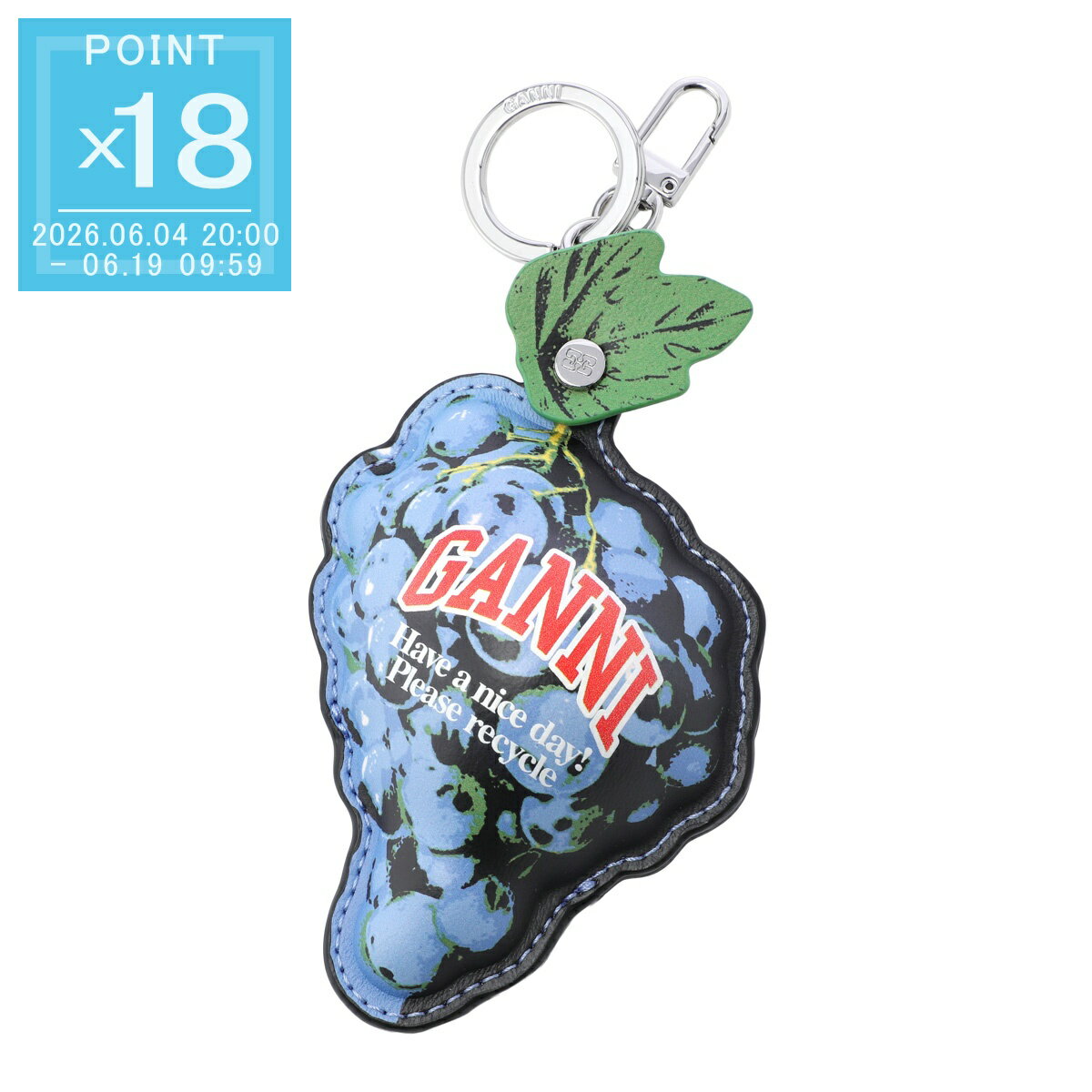 Rakuten - 【アウトレット】ガニー GANNI コインケース キーリング付き ブルー レディース a6808 695 silverlakeblue GRAPE COIN PURSE【返品送料無料】