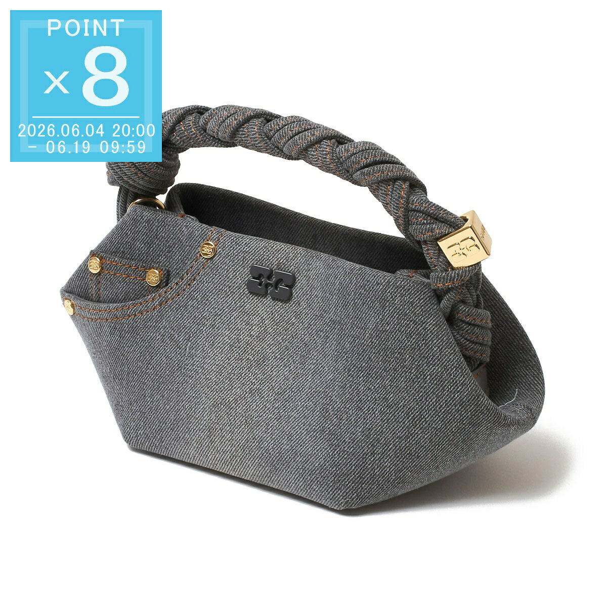 Rakuten - ガニー GANNI 2WAY ミニバッグ グレー レディース niagaramist BOU MINI DENIM バタフライロゴ 刻印入りダイス コットン ショルダーバッグ ハンドバッグ【返品送料無料】[2026SS]