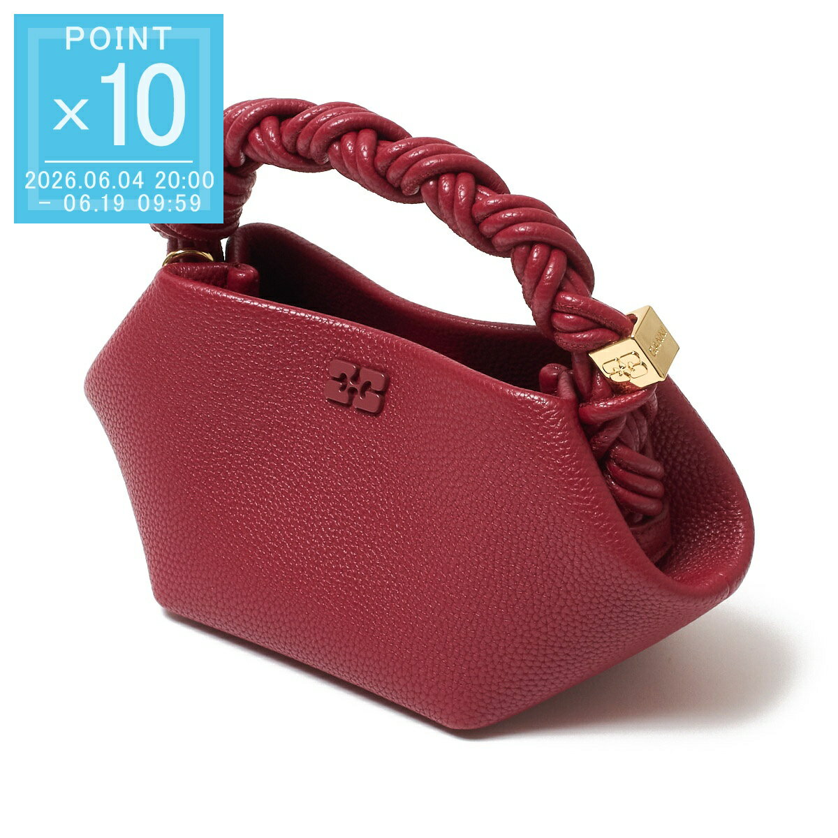 乐天商城 - ガニー GANNI 2WAY ミニバッグ レッド reddahlia BOU MINI GRAINED PRINTED バタフライロゴ 刻印入りダイス ボルドー シボ ショルダーバッグ ハンドバッグ【返品送料無料】[2026SS]