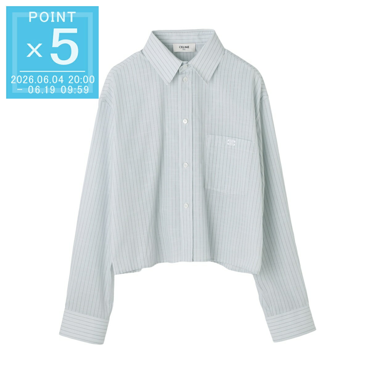 Rakuten - 【6/5限定!当選確率1/2!MAX300%POINT BACK!※要エントリー】セリーヌ CELINE 長袖シャツ クロップドシャツ ブルー レディース 2c837 0771 gaq4 CHEMISE TRIOMPHE CROPPED【返品送料無料】