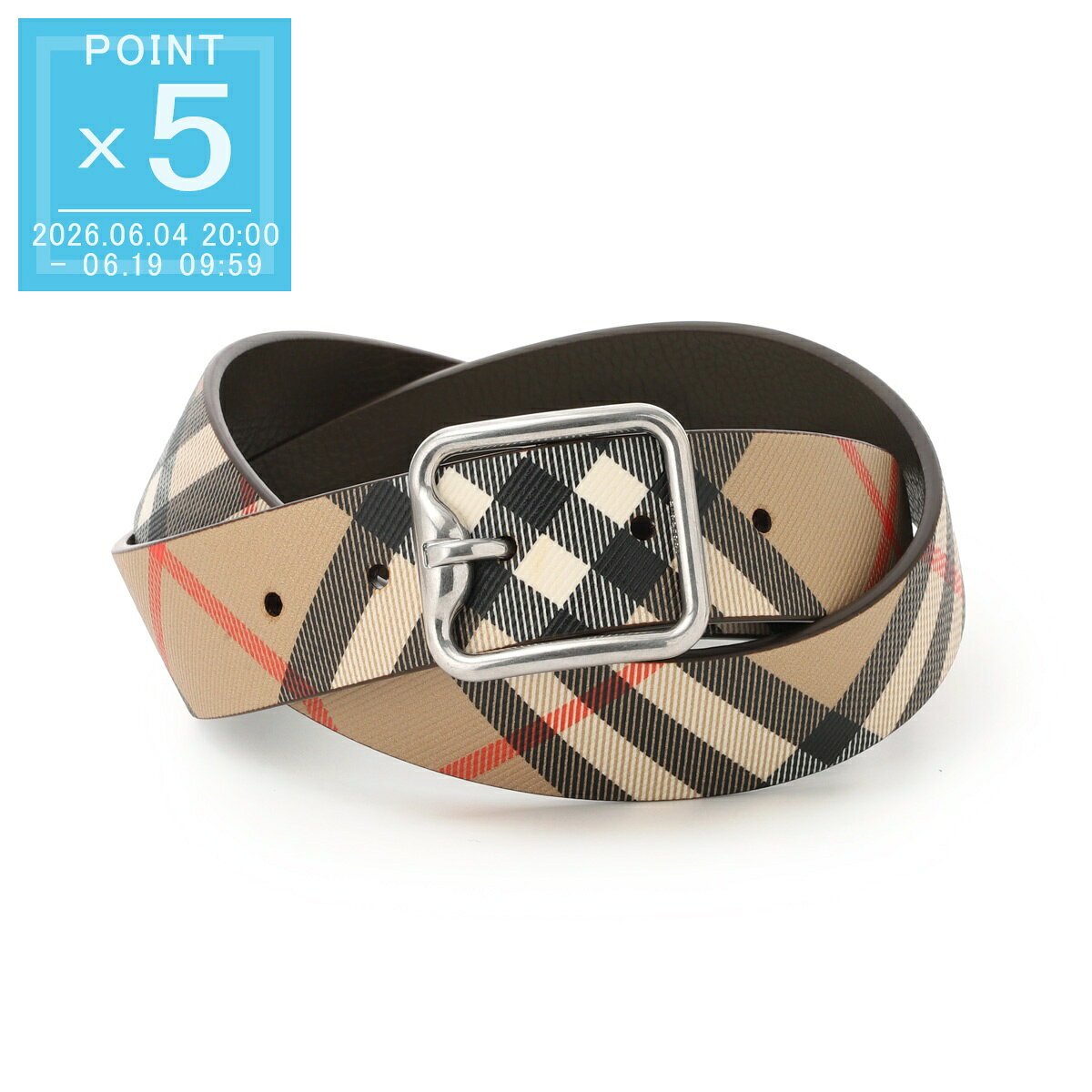 Rakuten - 【6/5限定!当選確率1/2!MAX300%POINT BACK!※要エントリー】バーバリー BURBERRY リバーシブル ベルト ベージュ メンズ 8092046 sand military silver【返品送料無料】