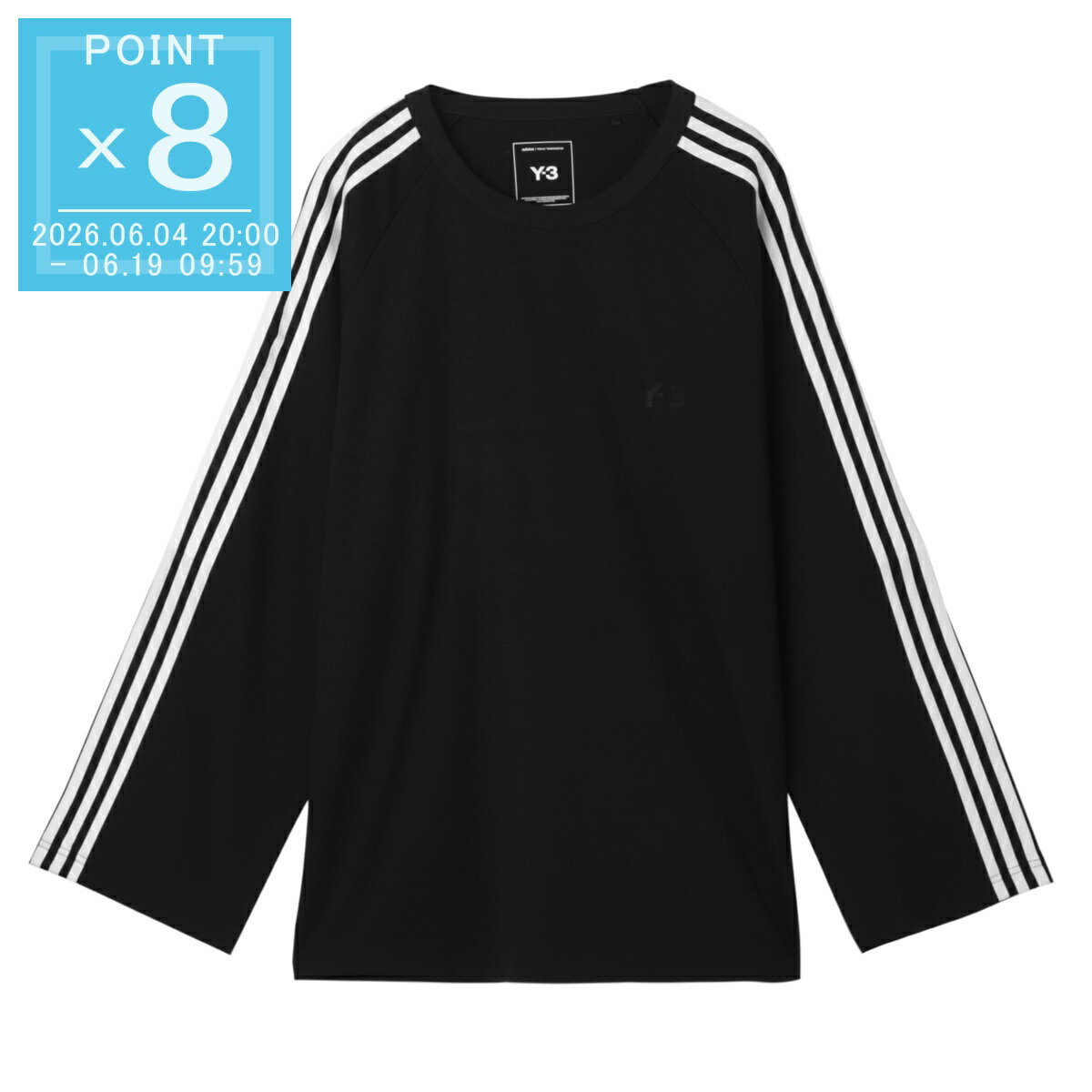 乐天商城 - ワイスリー Y-3 クルーネック 長袖Tシャツ ブラック メンズ jw7351 black Y-3 LONG SLEEVE TEE 3-STRIPES【返品送料無料】[2026SS]