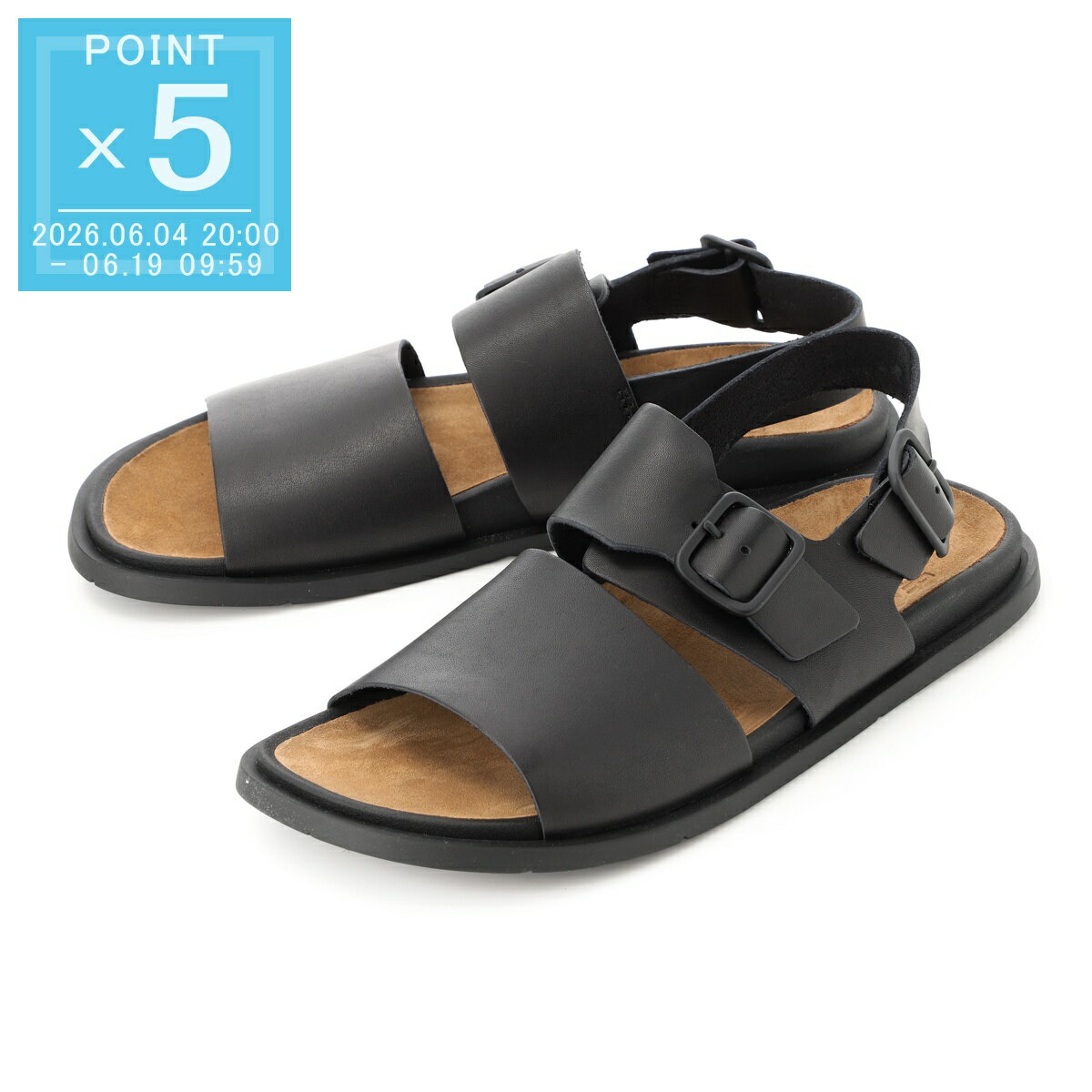 Rakuten - カンペール Camper サンダル ブラック メンズ 大きいサイズあり k101092 001 LLUC SANDAL 本革 レザーサンダル 超軽量 アナトミカルインソール ラバーアウトソール【返品送料無料】[2026SS]