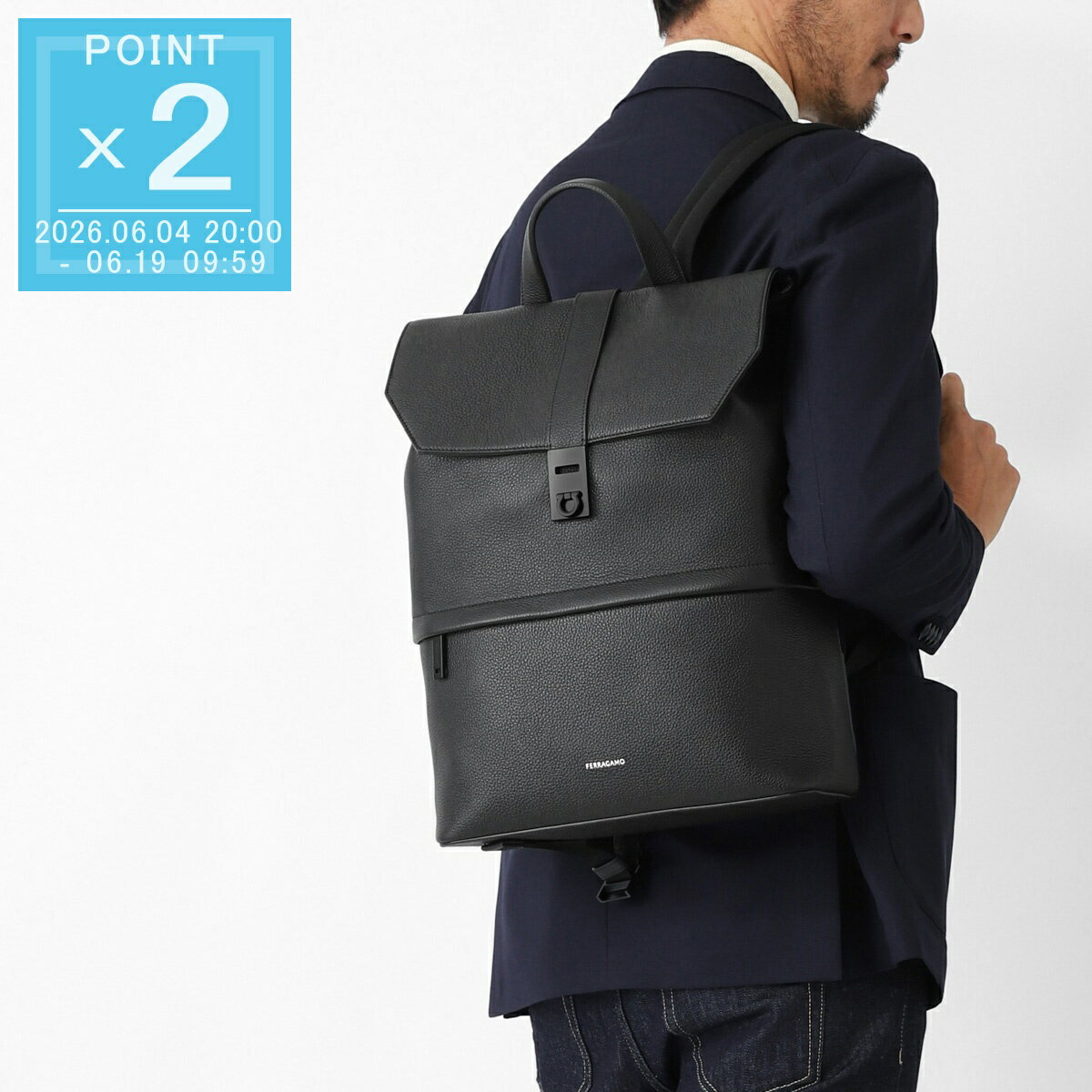 乐天商城 - フェラガモ FERRAGAMO バックパック リュックサック ブラック メンズ twins 241620 775178 nero【返品送料無料】[2026SS]