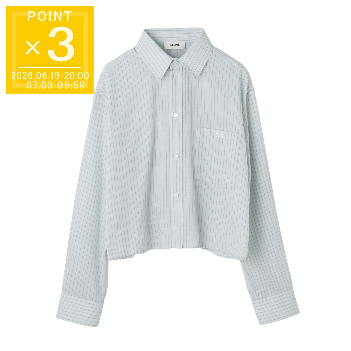 樂天商城 - セリーヌ CELINE 長袖シャツ クロップドシャツ ブルー レディース 2c837 0771 gaq4 CHEMISE TRIOMPHE CROPPED【返品送料無料】
