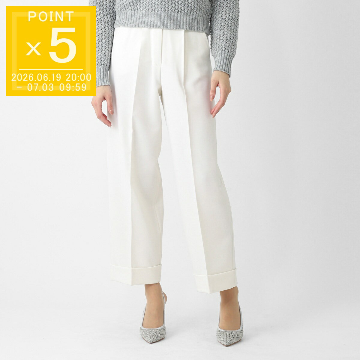 乐天商城 - マックスマーラ Max Mara ウールパンツ ホワイト レディース mxmrugiada 2611131111600 001 MXMRUGIADA ハイウエスト ウールスラックス キャロットフィット プレスプリーツ【返品送料無料】[2026SS]