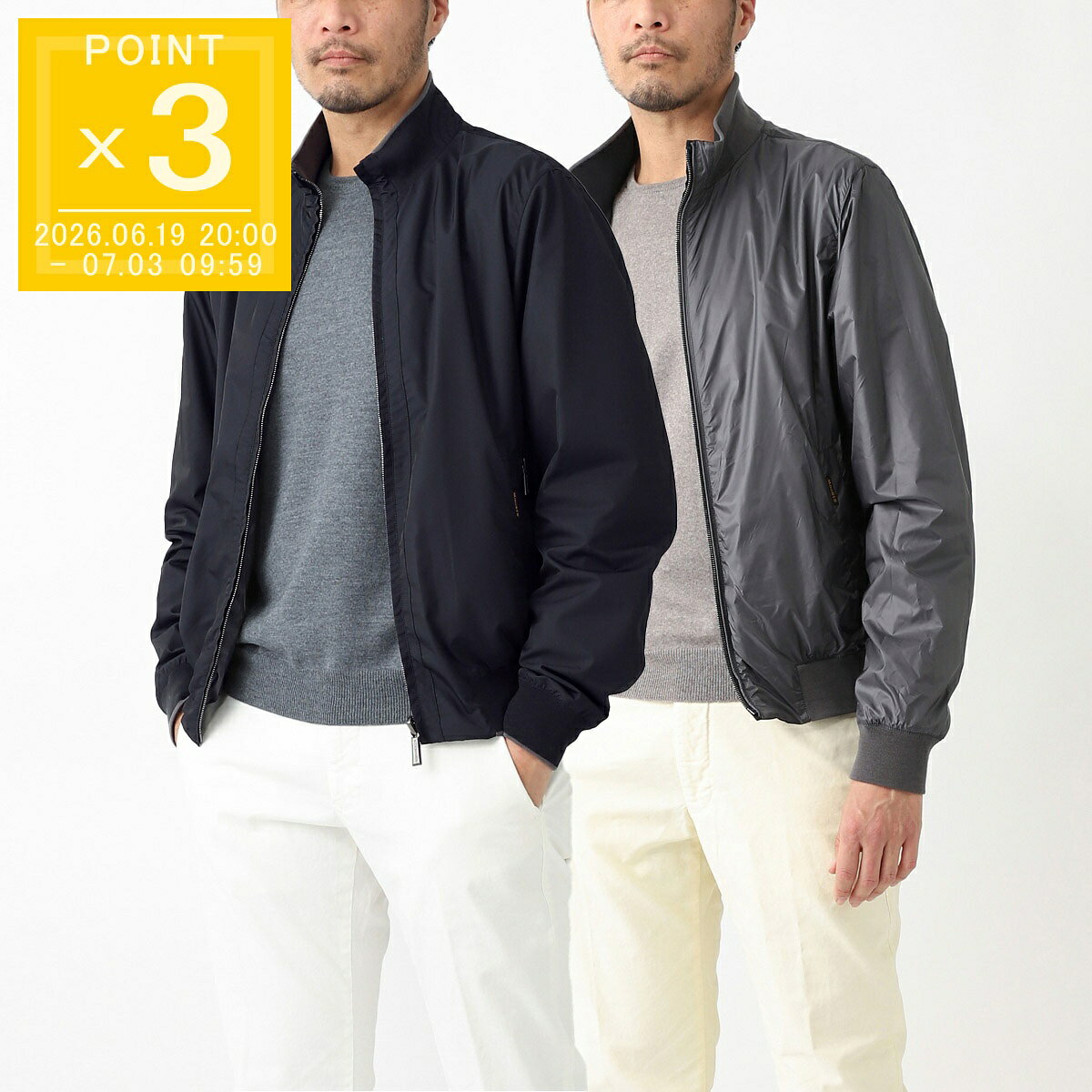 乐天商城 - ムーレー MOORER ボンバージャケット リバーシブルジャケット ブルー メンズ 大きいサイズあり axten km blu cloud AXTEN-KM アクステン【返品送料無料】