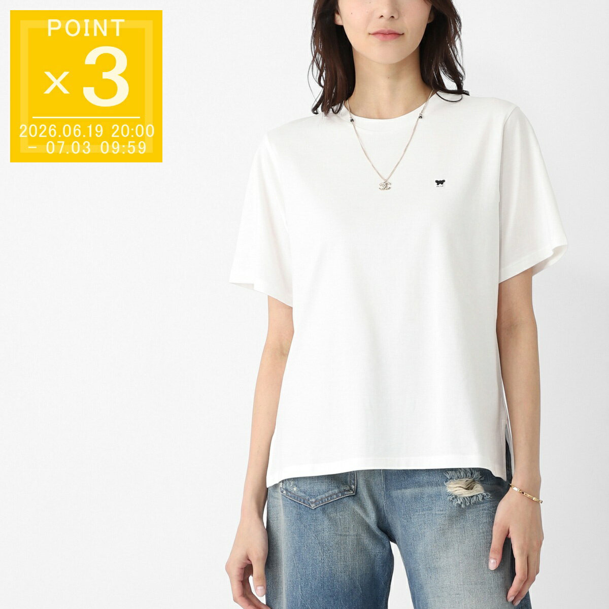 乐天商城 - ウィークエンドマックスマーラ WEEKEND Max Mara クルーネックTシャツ ホワイト レディース VENACO ヴェナコ バタフライ 刺繍【返品送料無料】[2026SS]