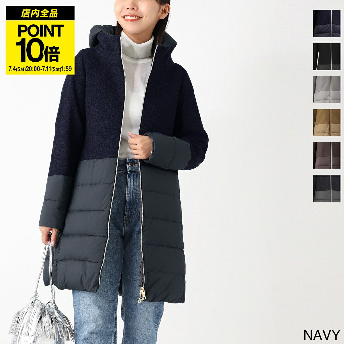 ヘルノ HERNO ダウンコート レディース 大きいサイズあり pi0848d 39601 9290 DIAGONAL WOOL AND NUAGE PARKA