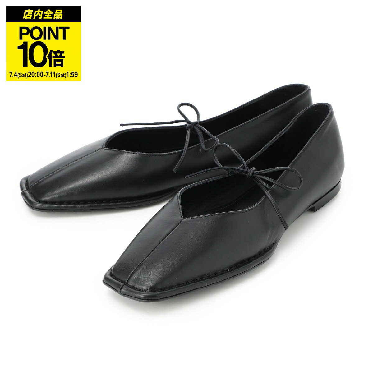 アロハス ALOHAS バレエシューズ フラットシューズ ブラック レディース 大きいサイズあり s00191 25 black Sway Leather Ballet Flats セルフタイリボン スクエアトゥ
