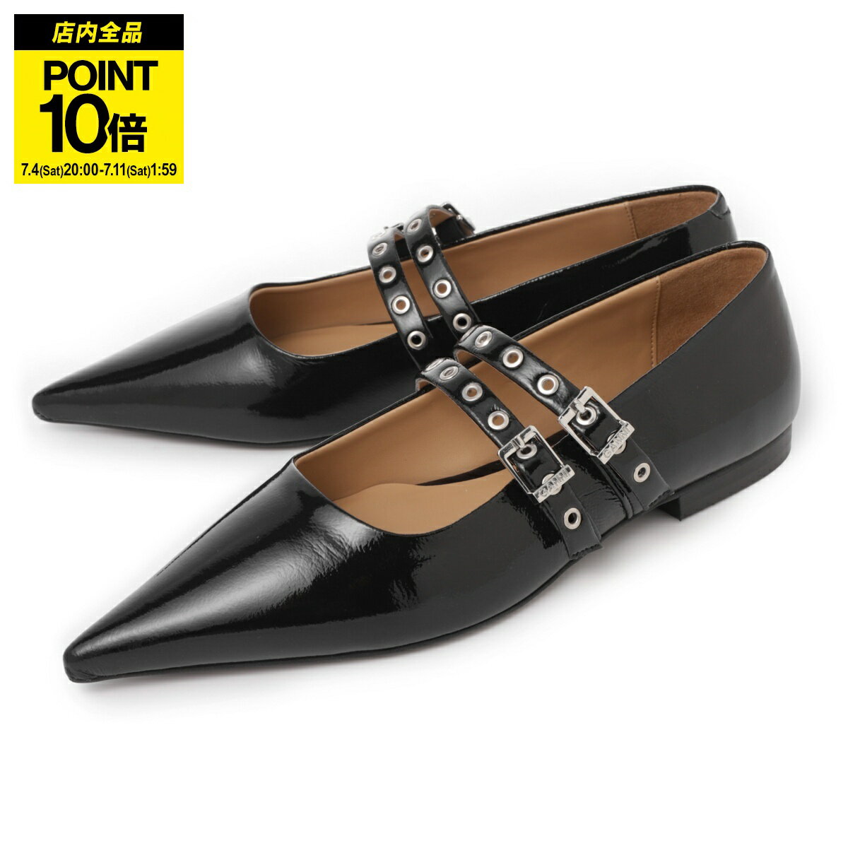 ガニー GANNI バレエシューズ メリージェーン ブラック レディース s2508 099 black EYELETS BALLERINAS