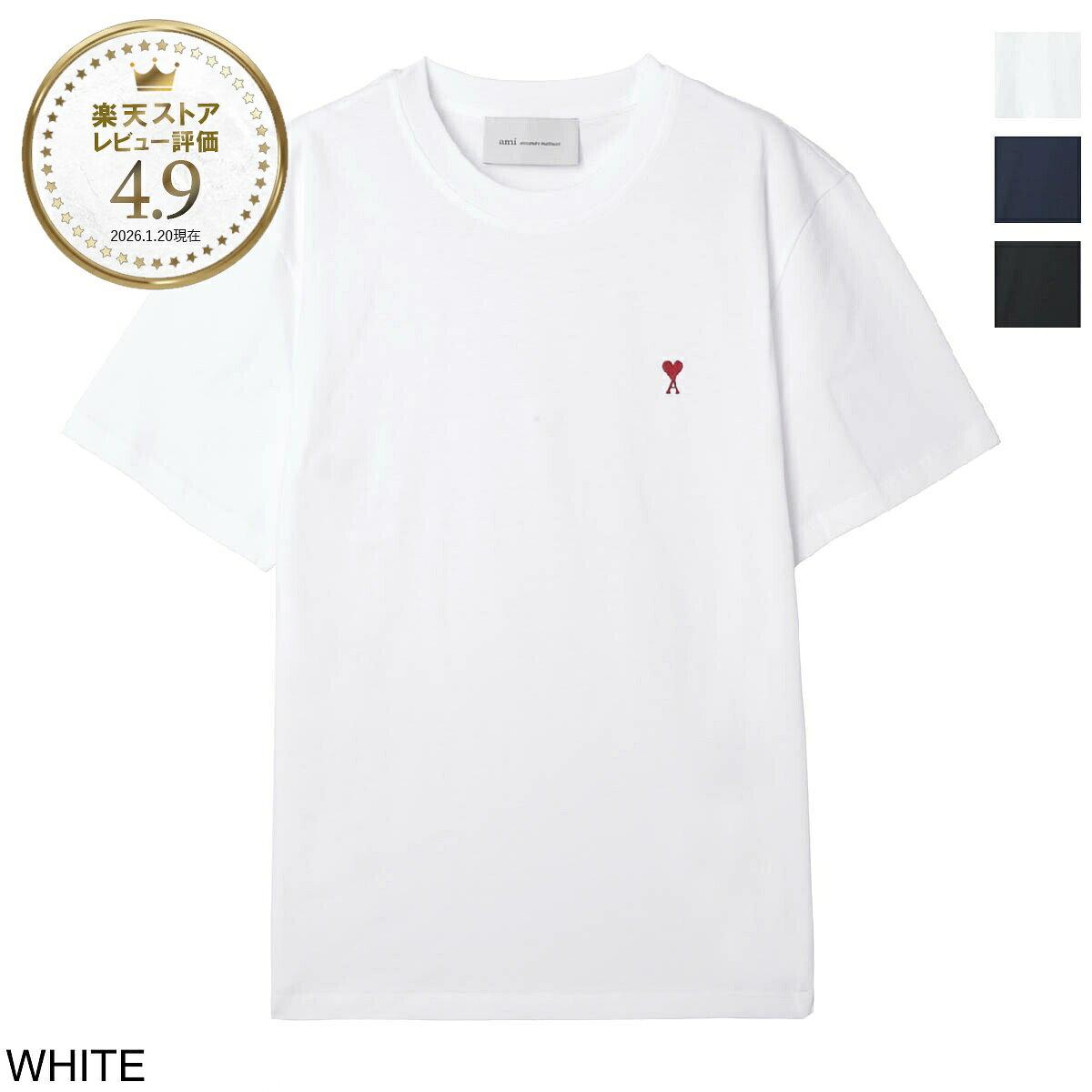 アミ パリス AMI PARIS クルーネックTシャツ メンズ レディース bfuts035 724 100 blanc AMI DE COEUR T-SHIRT【返品送料無料】[2026SS]