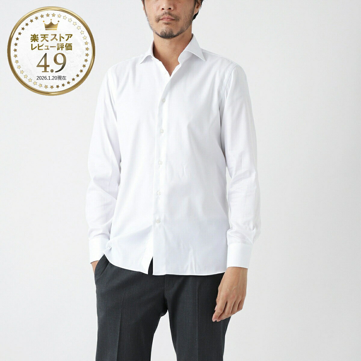 ボリエッロ BORRIELLO ワイドカラーシャツ ホワイト メンズ 大きいサイズあり marechiaro 15005 6 MARECHIARO SLIM FIT