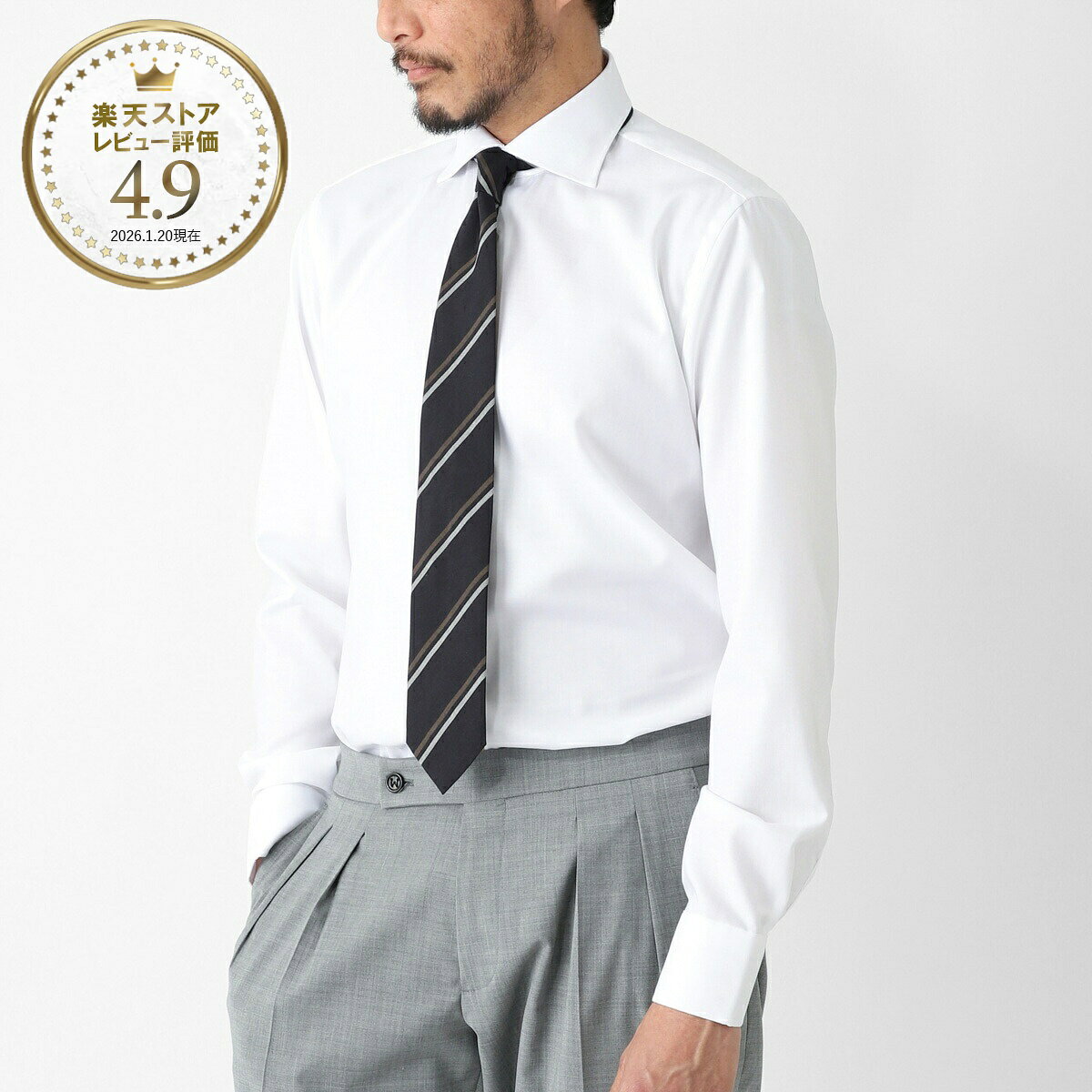 ボリエッロ BORRIELLO ワイドカラー シャツ セミワイドカラー フレンチカラー ホワイト メンズ marechiaro 22000 5 MARECHIARO SLIM FIT