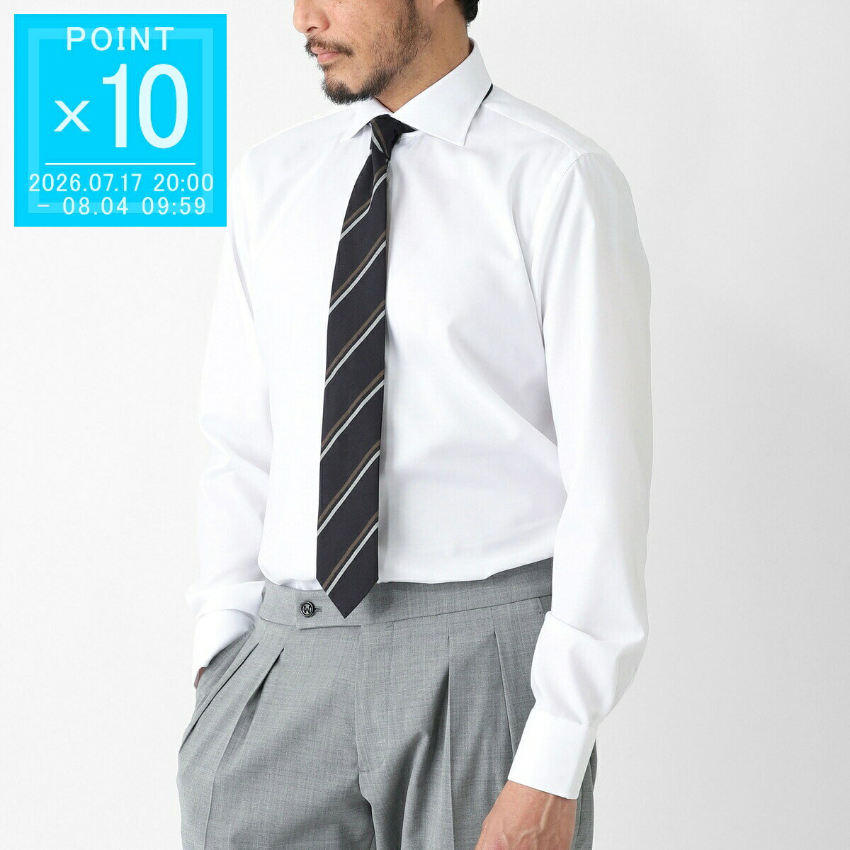 ボリエッロ BORRIELLO ワイドカラー シャツ セミワイドカラー フレンチカラー ホワイト メンズ marechiaro 22000 5 MARECHIARO SLIM FIT