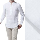 フィナモレ FINAMORE 綿麻混 スタンドカラーシャツ プルオーバーシャツ LORENZO WHITE ホワイト系 lorenzo z 044230 001 メンズ【ラッピング無料】【返品送料無料】【170420】【あす楽対応_関東】