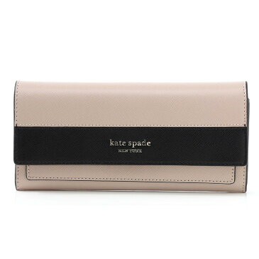 ケイトスペード Kate Spade 長財布 小銭入れ付き レディース slim flap wallet pwru7914 195 warmbeige black SPENCER スペンサー【あす楽対応_関東】【返品送料無料】【ラッピング無料】