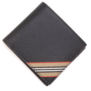 バーバリー BURBERRY 2つ折り財布 ブラック メンズ 8033072 black ICON STRIPE PRINT LEATHER INTERNATIONAL BIFOLD WALLET【返品送料無料】【ラッピング無料】【あす楽対応_関東】[2022AW]【WLCP】