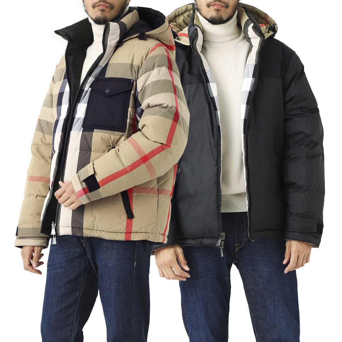 バーバリー BURBERRY ダウンジャケット マルチカラー メンズ 8033115 archivebeige black REVERSIBLE RECYCLED NYLON RE:DOWN PUFFER JACKET【あす楽対応_関東】【返品送料無料】【ラッピング無料】