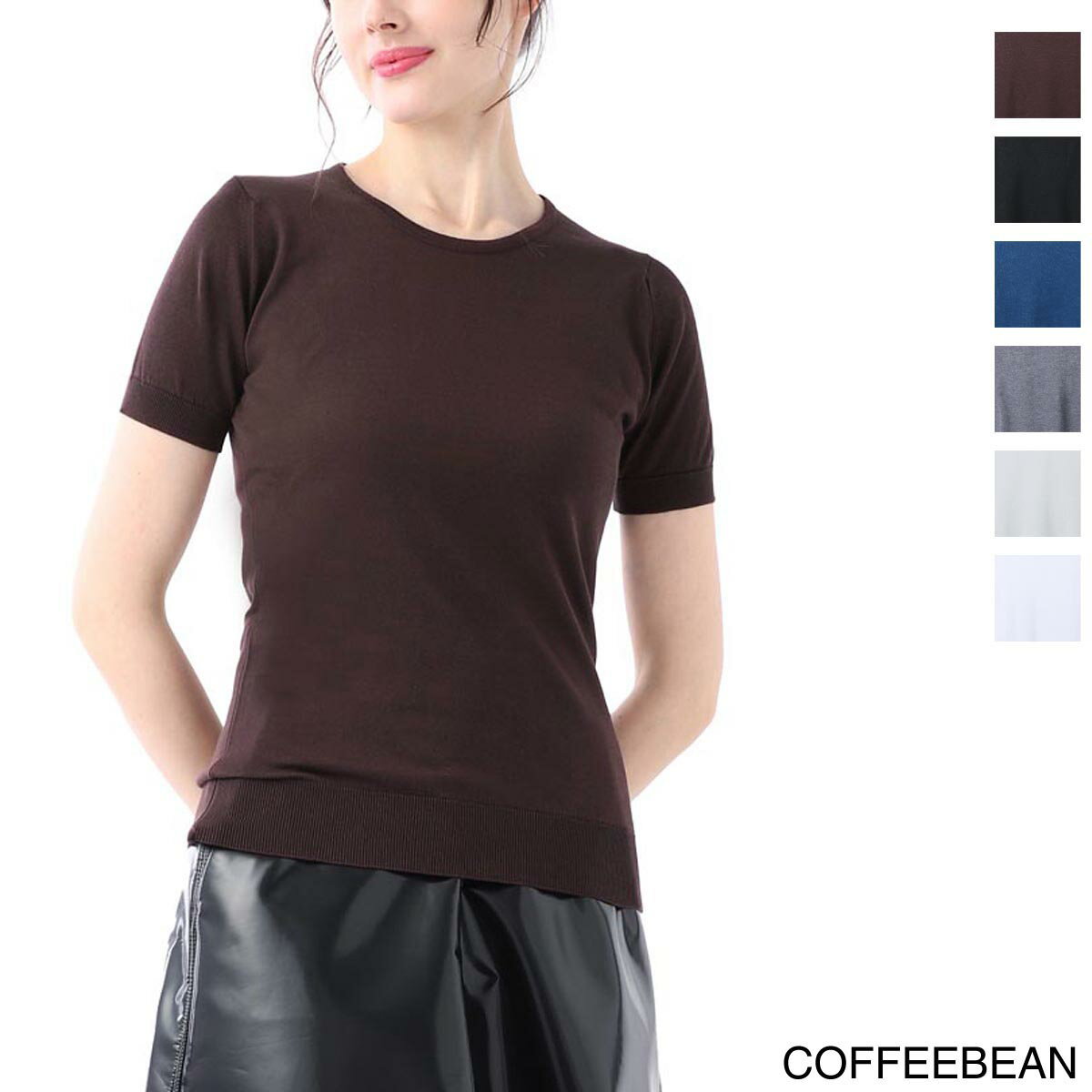 【アウトレット】ジョンスメドレー JOHN SMEDLEY クルーネック半袖ニット レディース daniella coffeebean DANIELLA ダニエラ 30ゲージ SLIM FIT【返品送料無料】【ラッピング無料】 2023SS