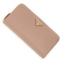 プラダ PRADA ラウンドファスナー 長財布 小銭入れ付き ベージュ レディース 1ml506 qhh f0236 SAFFIANO TRIANGLE【返品送...