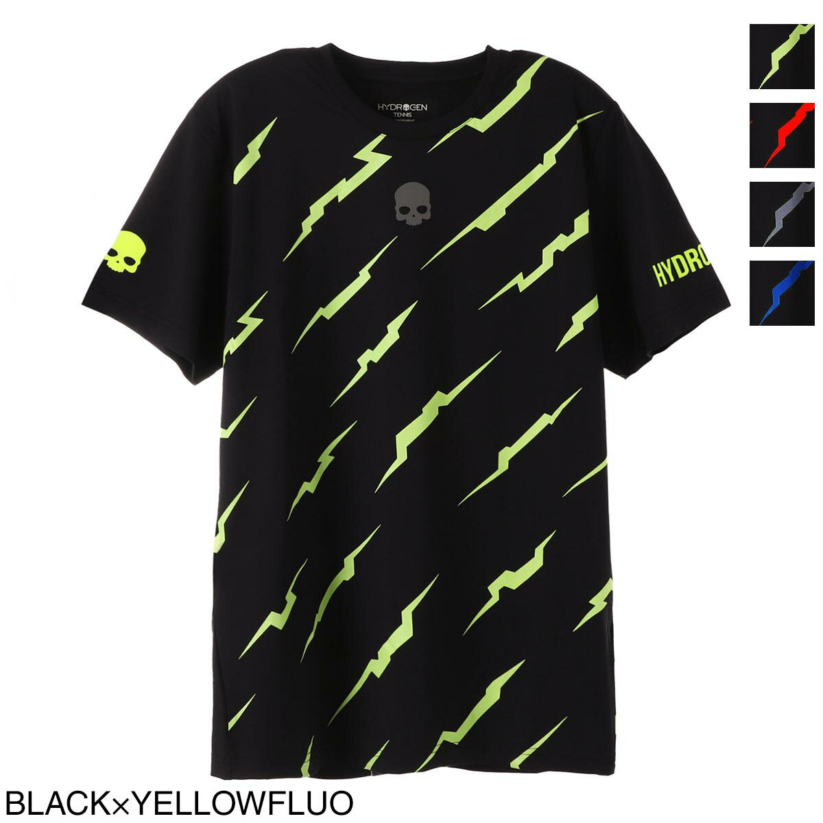 【アウトレット】ハイドロゲン HYDROGEN クルーネック Tシャツ スポーツウェア メンズ t00400 d56 black yellowfluo TENNIS THUNDER TECH TEE【返品送料無料】【ラッピング無料】【あす楽対応_関東】