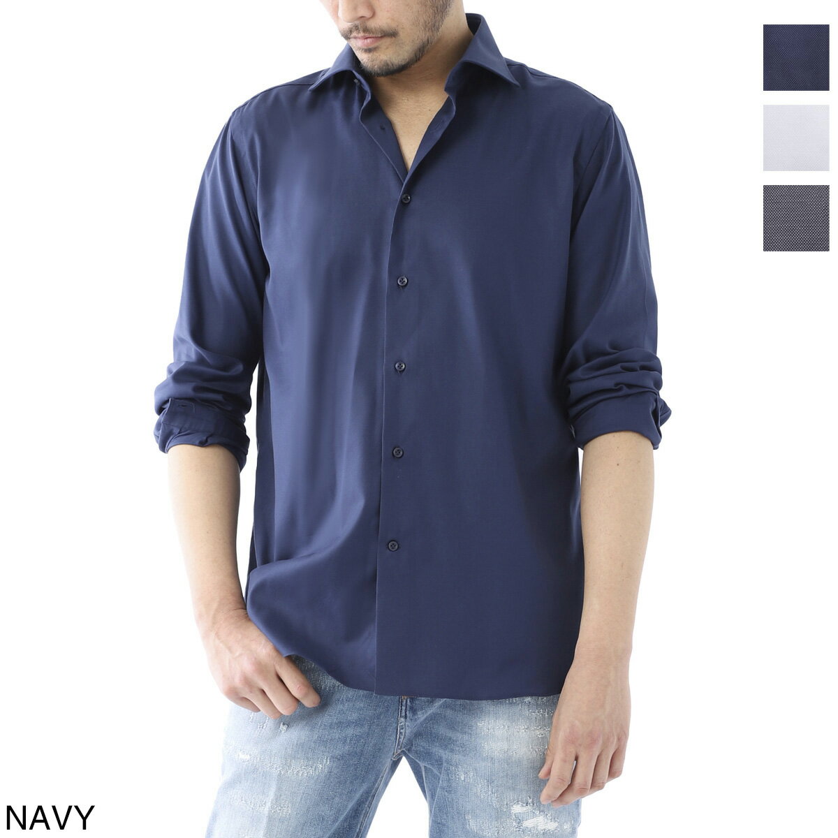 【アウトレット】ボリエッロ BORRIELLO ワイドカラー シャツ セミワイドカラー フレンチカラ ...