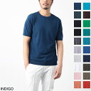 ジョンスメドレー JOHN SMEDLEY クルーネック半袖ニット メンズ belden indigo BELDEN シーアイランドコットン 30ゲージ STANDARD FIT