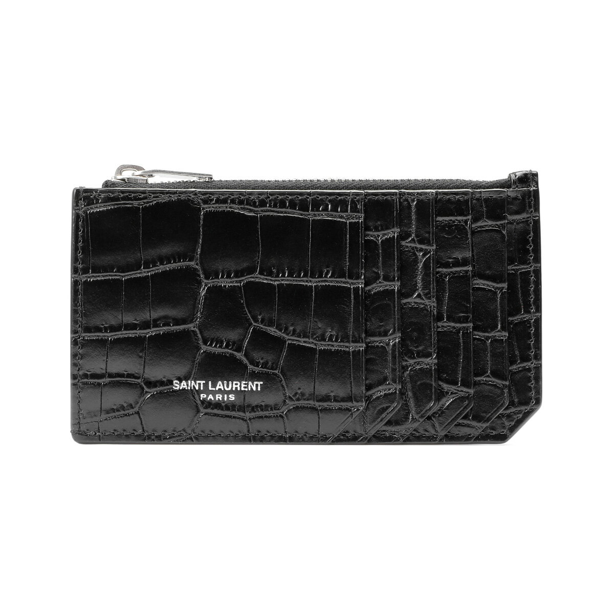 サンローラン SAINT LAURENT カードケース ブラック メンズ 609362 dze0e 1000 ZIP FRAGMENT CROCODILE CARD HOLDER【あす楽対応_関東】【返品送料無料】【ラッピング無料】[2022AW]