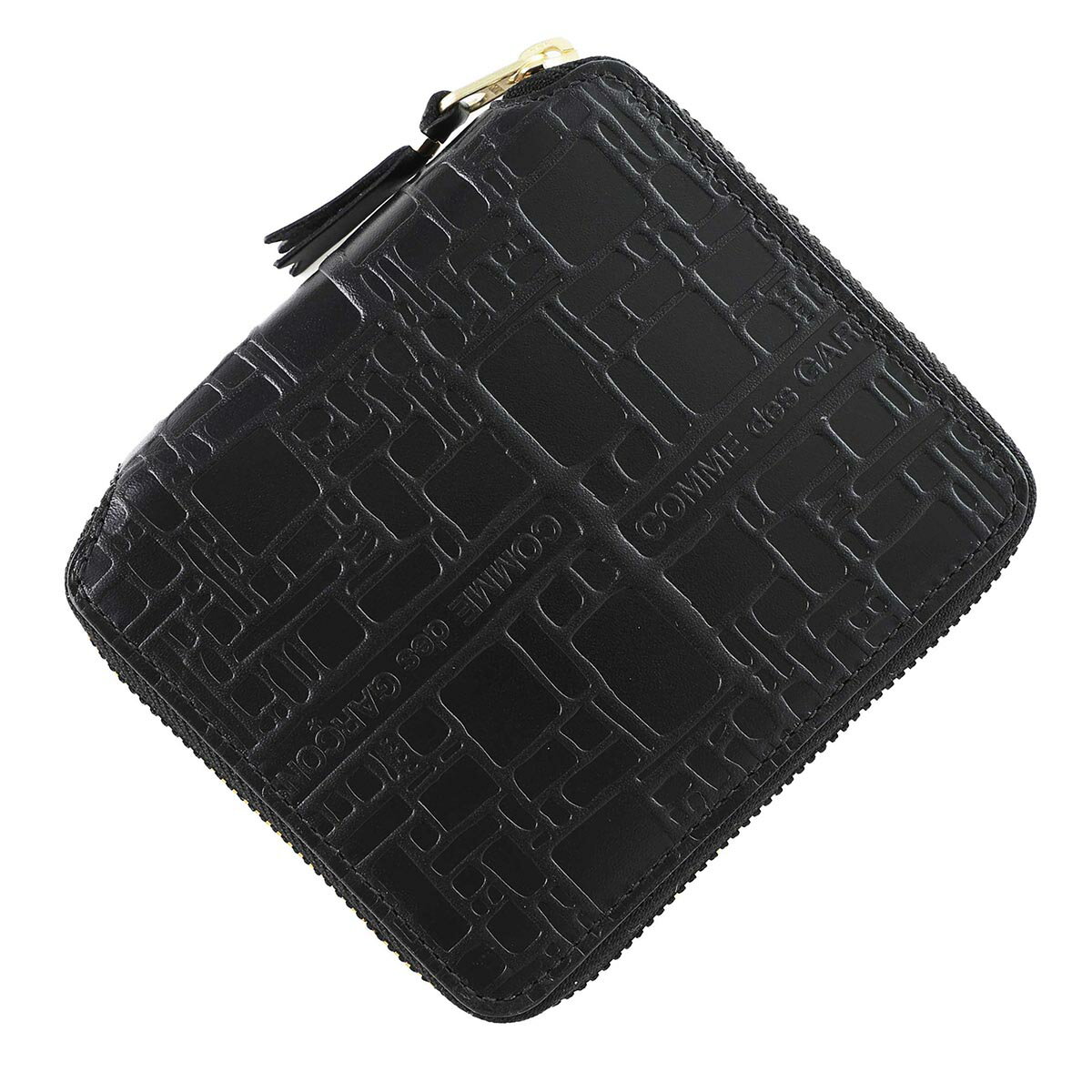 コム デ ギャルソン COMME des GARCONS 2つ折り財布 小銭入れ付き ブラック メンズ レディース sa2100el black EMBOSSED LOGOTYPE1【返品送料無料】【ラッピング無料】[2024SS]