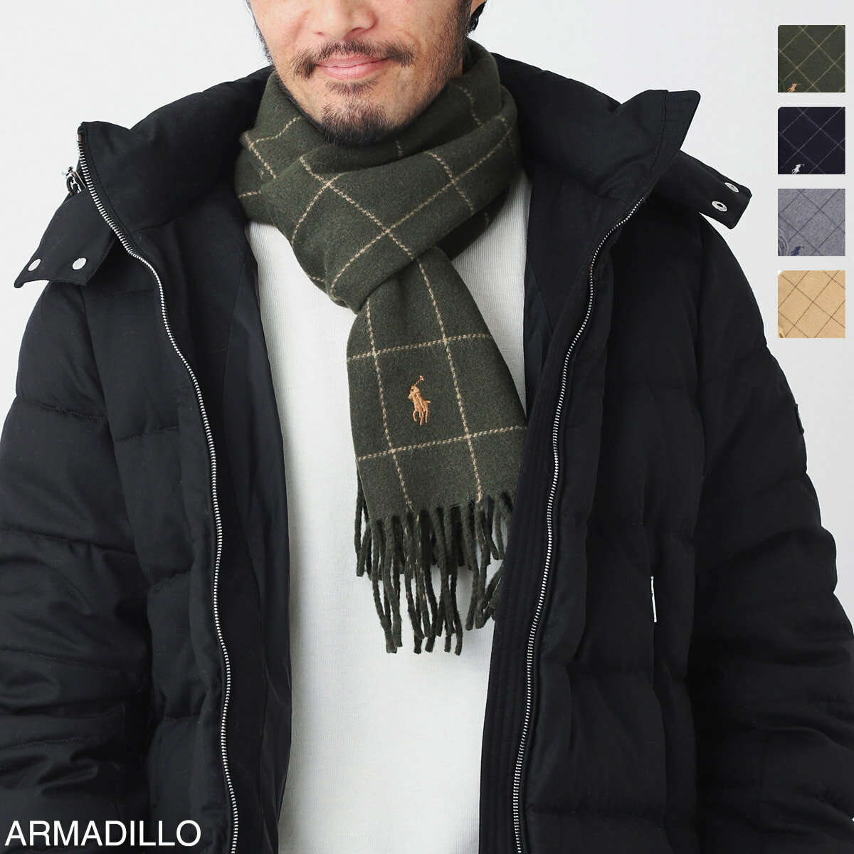 ラルフローレン マフラー（メンズ） ポロラルフローレン POLO RALPH LAUREN マフラー メンズ pc0743 303 REVERSIBLE WINDOWPANE SCARF【返品送料無料】【ラッピング無料】