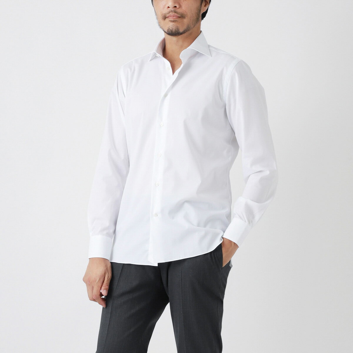 ボリエッロ BORRIELLO ワイドカラーシャツ ホワイト marechiaro 15005 1 MARECHIARO SLIM FIT