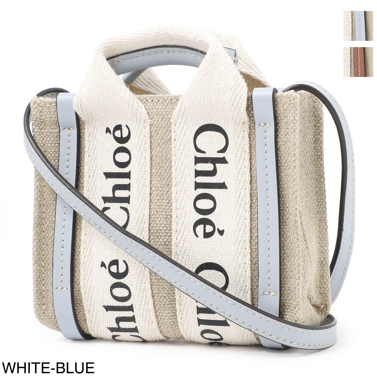 クロエ Chloe ショルダーバッグ 2WAY chc22ap235i26 91k white blue2 WOODY NANO【返品送料無料】[2023AW]