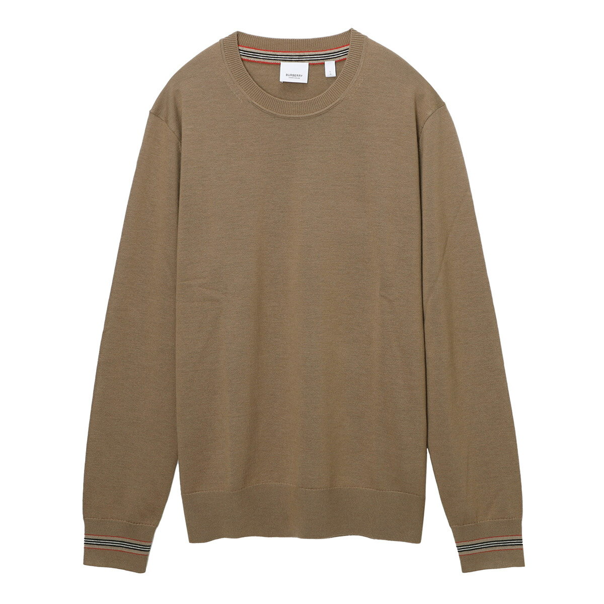 【アウトレット】【ラスト1点】バーバリー BURBERRY クルーネックセーター 8033202 camel ICON STRIPE TRIM WOOL SWEATER【返品送料無料】